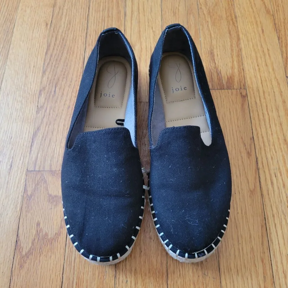 Joie 8M Black Espadrille‎ Loafers Slip On Shoes Comfort Canvas CARA